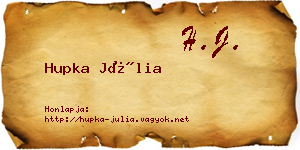 Hupka Júlia névjegykártya
